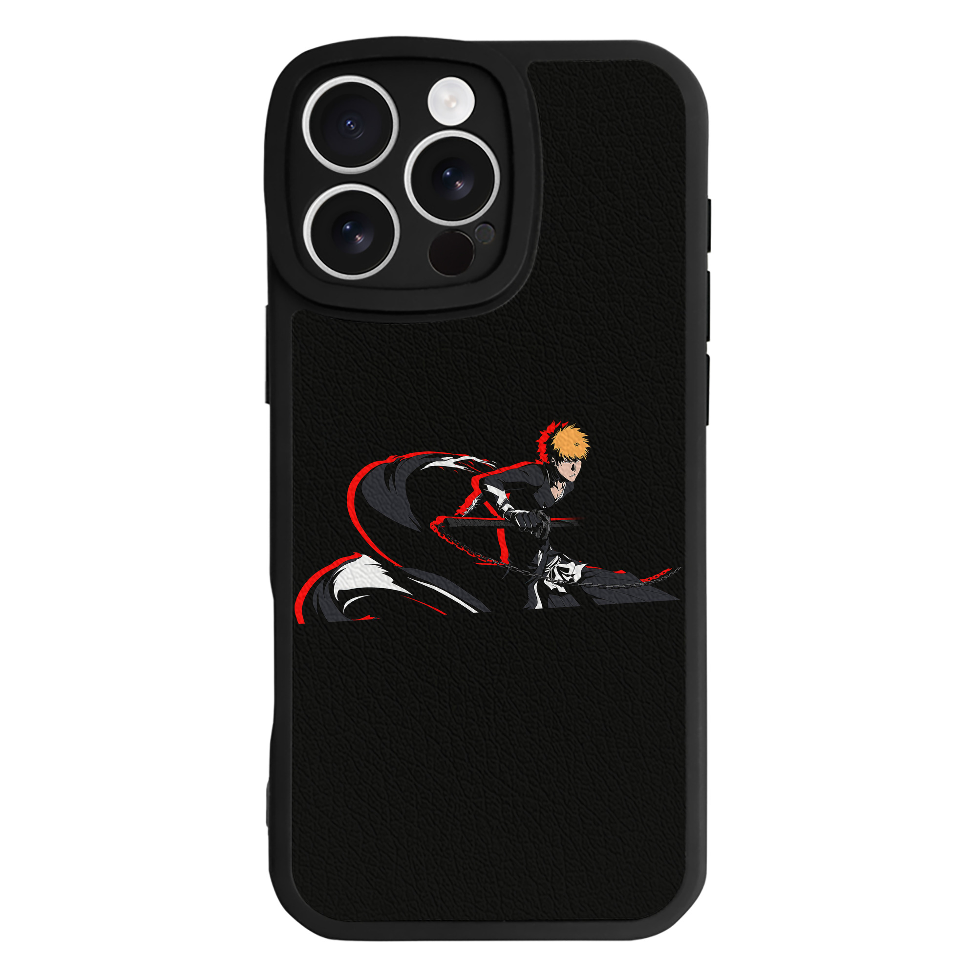 ブリーチ 黒崎一護（くろさき いちご）BLEACH Kurosaki Ichigo 【iPhone 16シリーズ対応】シリコンスマホケース（レザー調） 材質：シリコン
